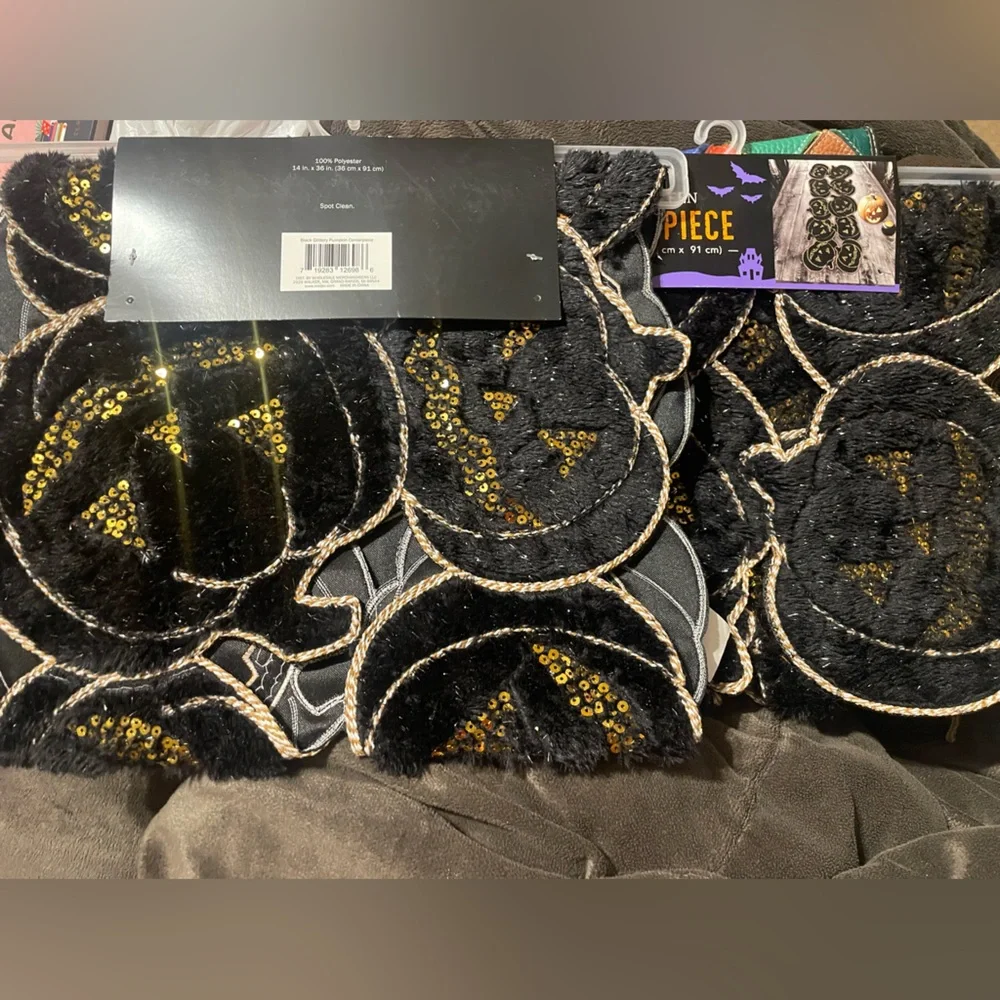 Halloween Centerpiece with Black and Gold Design